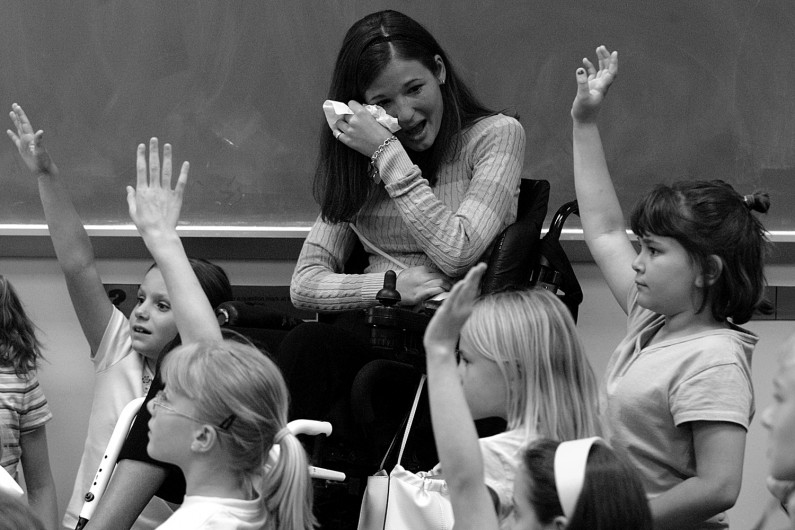 Kelly cried on her last day of class when her students threw her a surprise party. "This was the first time since the accident I felt needed," she said of her teaching experience.
