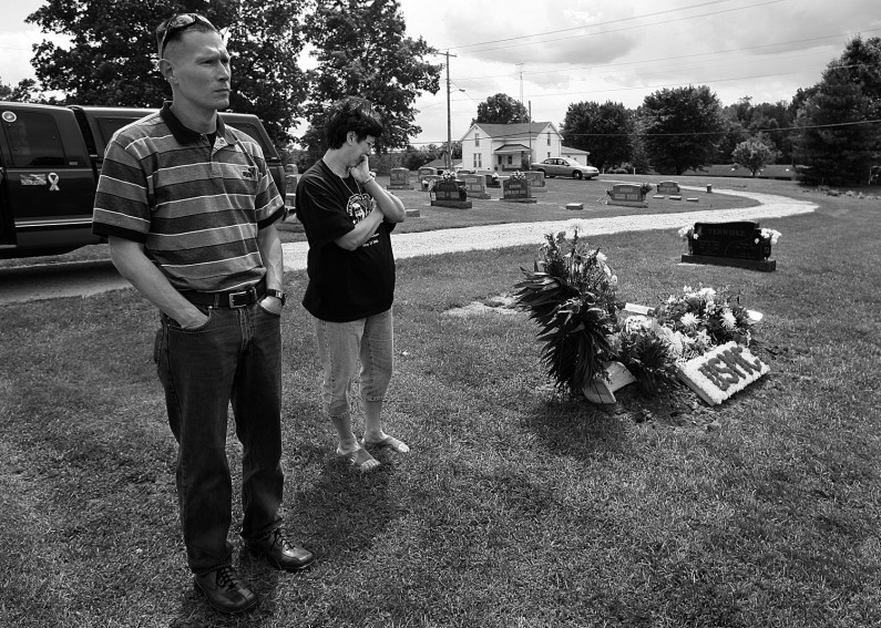 Five days after the funeral, Euclide visited the Lueken family and made a stop at the St. Raphael Cemetery in Dubois to see the flowers and items left on Eric's grave.