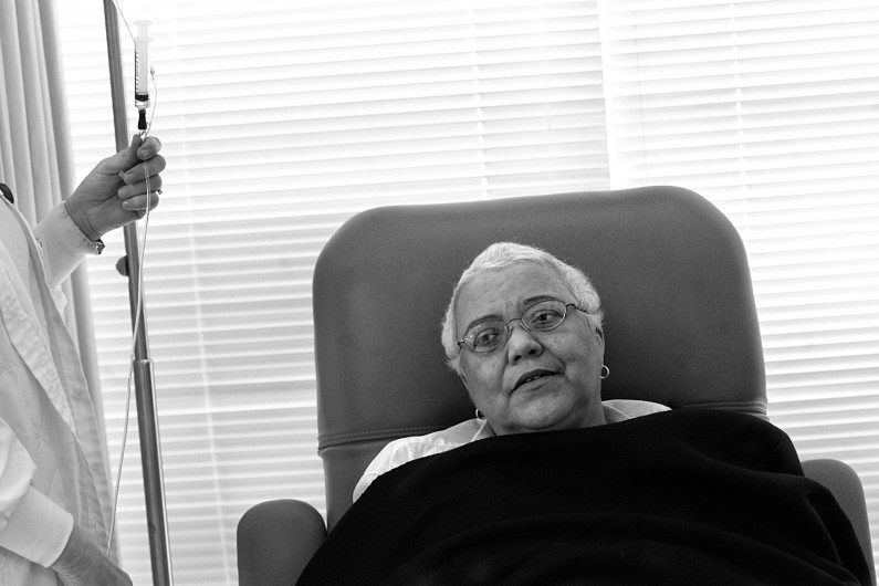 The weight of her nine-month battle showed on Marsha's face during a chemo treatment in April. "You feel drained just knowing what's to come," she said.